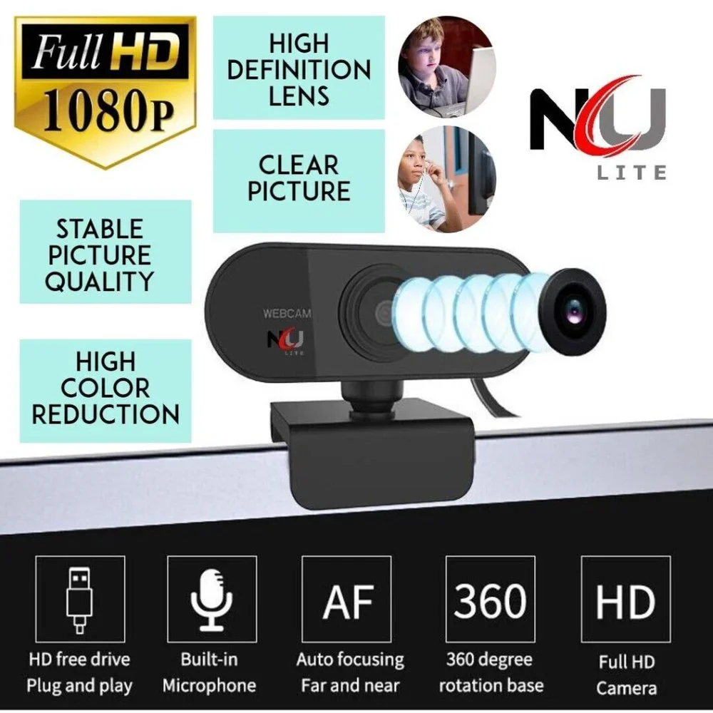 1080P HD Webcam With Microphone Auto Focusing Web Camera For PC Laptop Desktop